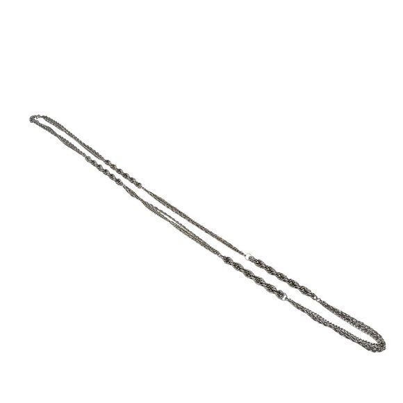 Multi Strand Boho Necklace Silver Tone Chain 44 inches - Picture 2 of 7